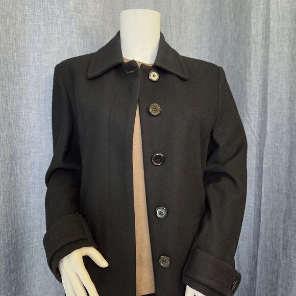 GAP Wool Blend Car Coat Women's MP Black Hidden Buttons Lined - Picture 4 of 11